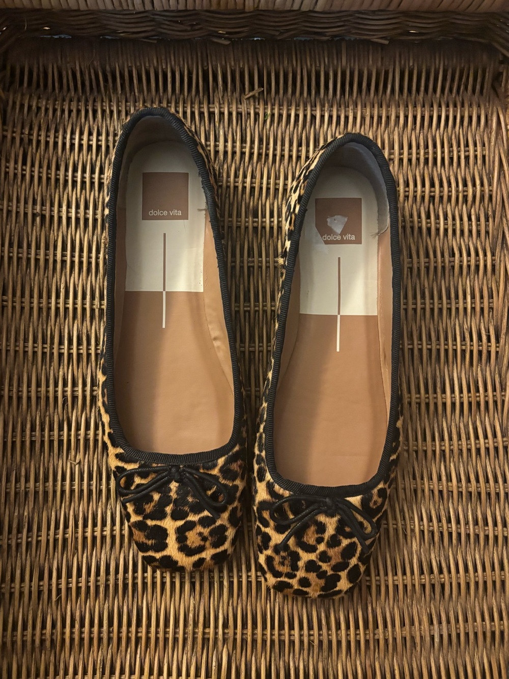 Dolce Vita Leopard Print Ballet Flats - Black Trim, Brown Spots
